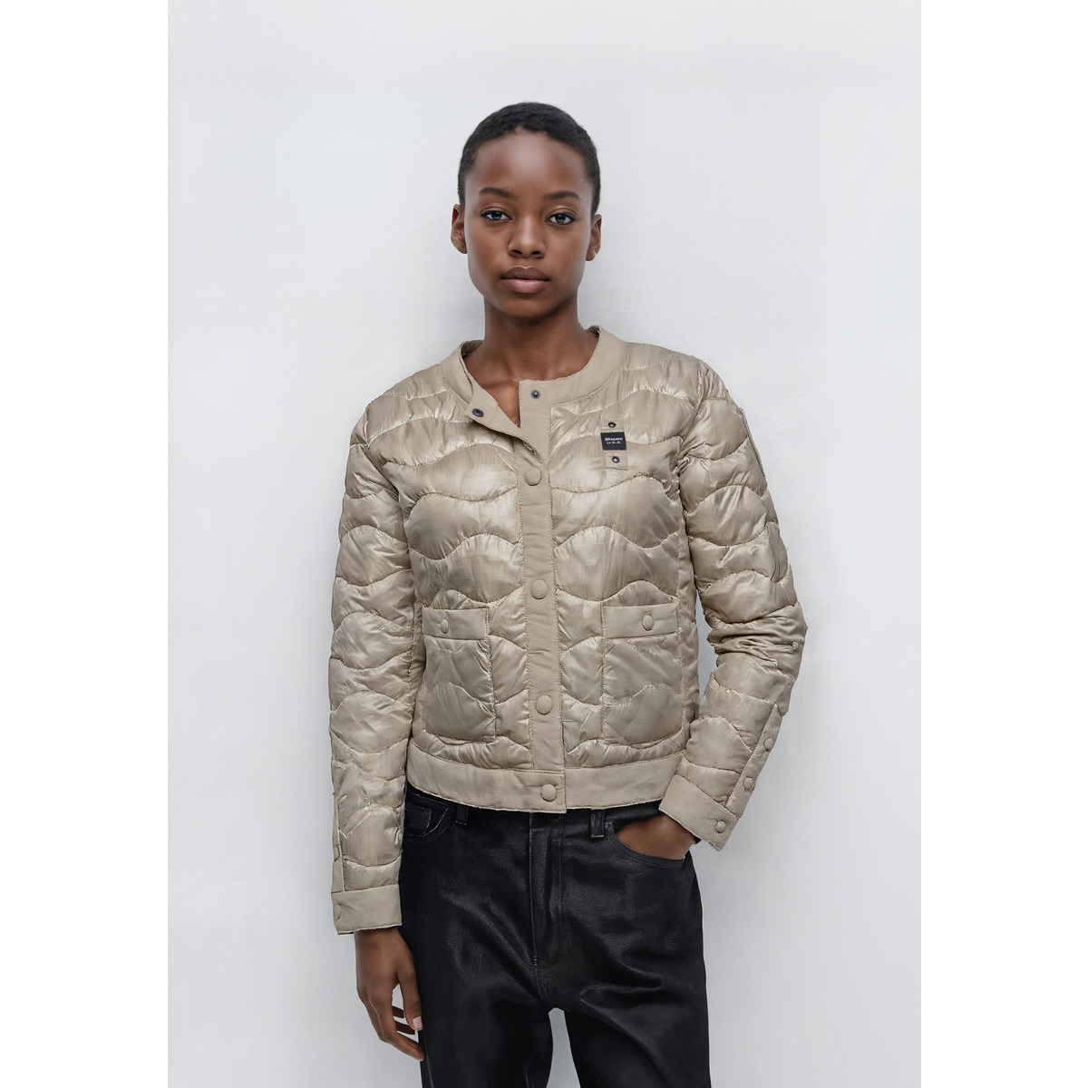 Blauer Hadley Steppjacke beige