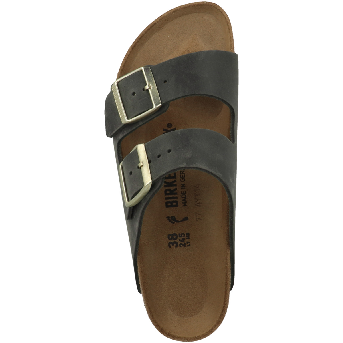 Birkenstock Arizona geöltes Nubukleder Sandale schmal gruen