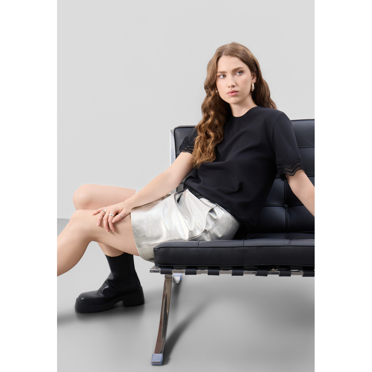 Bolongaro Trevor Heather Mini Skirt Lederrock silber