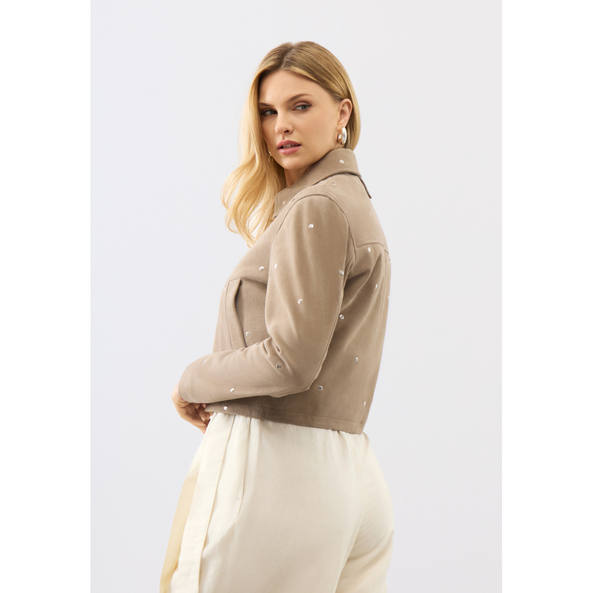 Bolongaro Trevor Hallie Stud Jacket Lederjacke beige