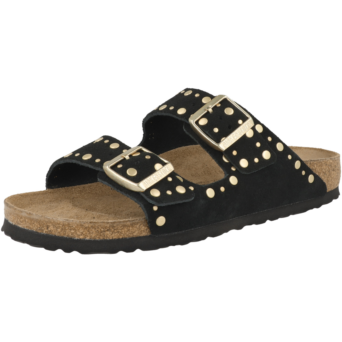 Birkenstock Arizona Rivet Veloursleder Sandale schmal schwarz