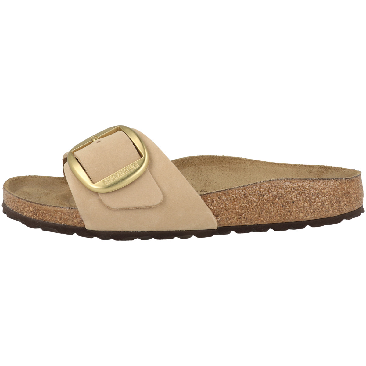 Birkenstock Madrid Big Buckle Nubukleder Sandale schmal hellbraun