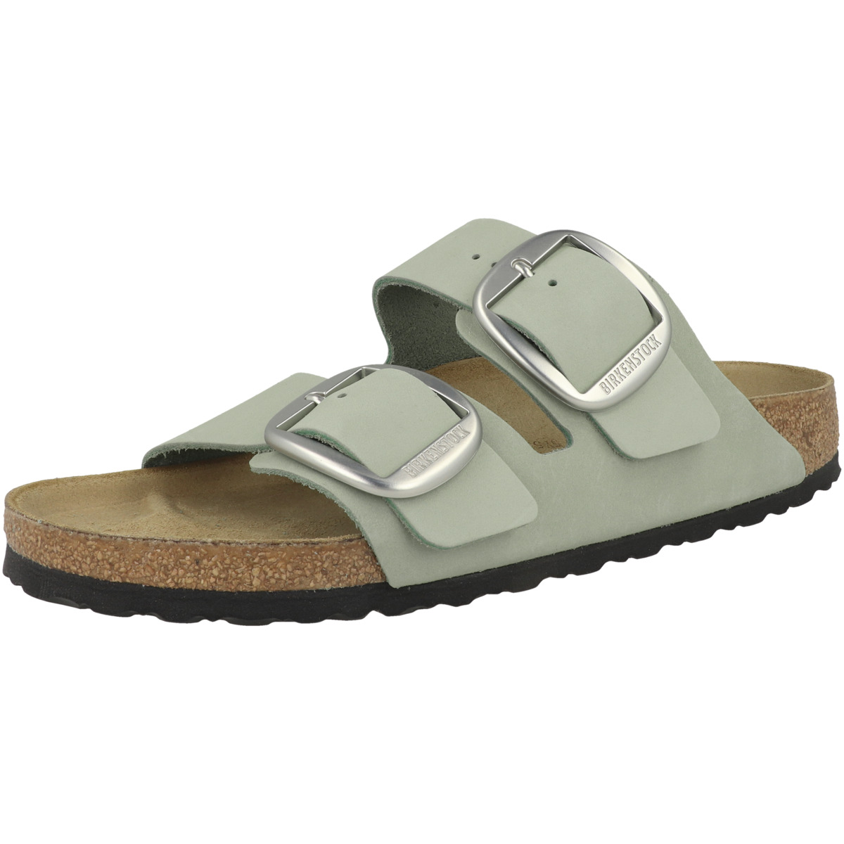 Birkenstock Arizona Big Buckle Nubukleder Sandale schmal hellgrau