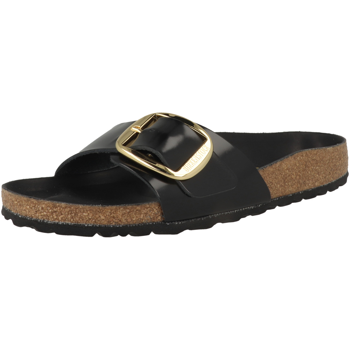 Birkenstock Madrid Big Buckle Naturleder Lack Sandale schmal schwarz