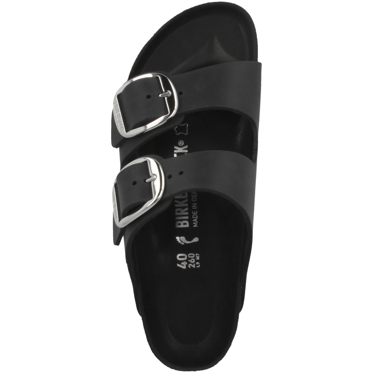 Birkenstock Arizona Big Buckle Geöltes Nubukleder Sandale schmal schwarz Birkenstock Arizona Big Buckle Geöltes Nubukleder Sandale schmal schwarz