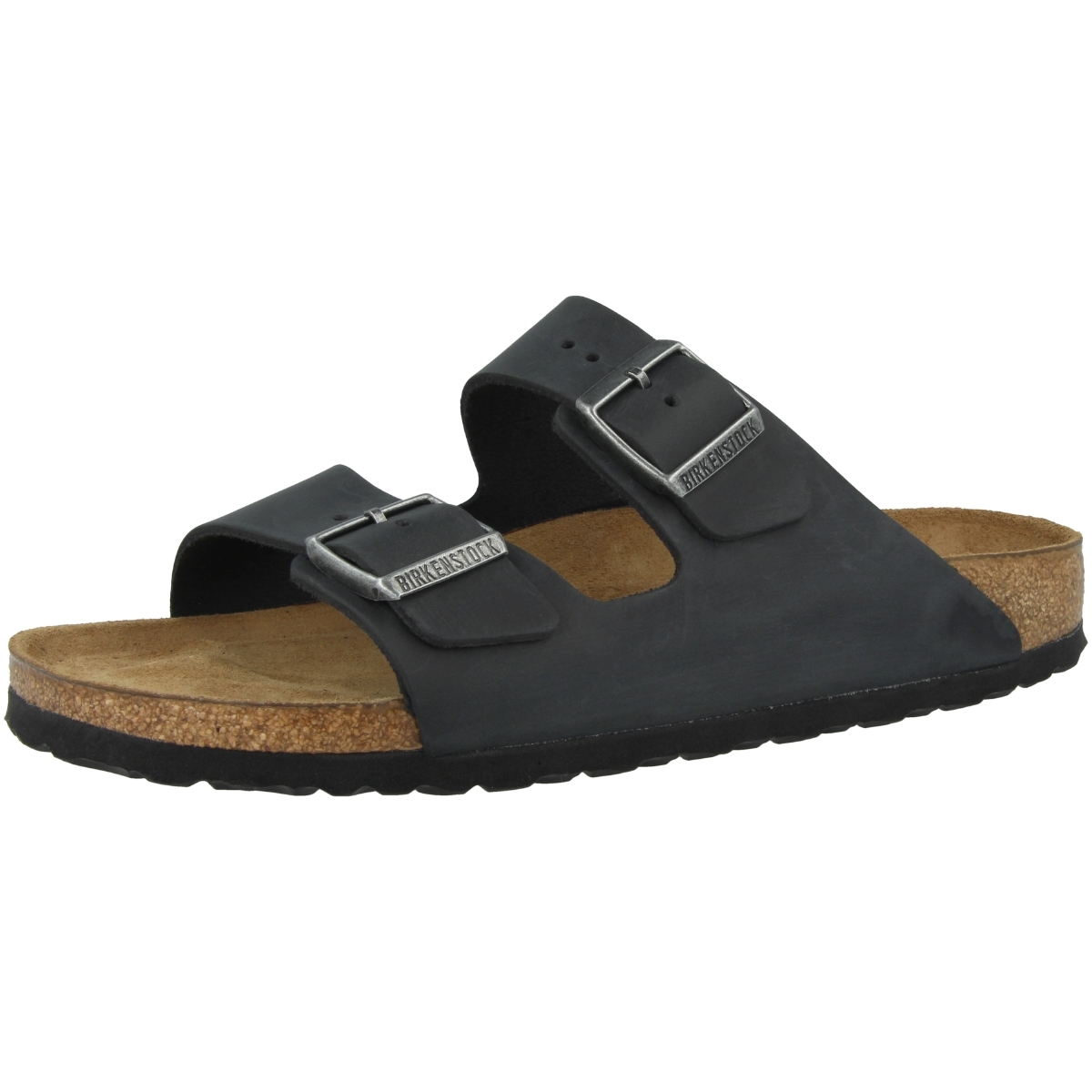 Birkenstock Arizona SFB geöltes Nubukleder Sandale Weichbettung schmal schwarz Birkenstock Arizona SFB geöltes Nubukleder Sandale Weichbettung schmal schwarz