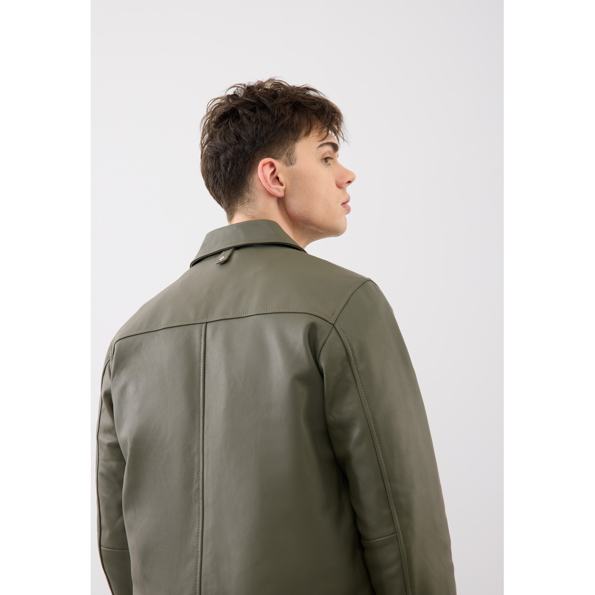 Bolongaro Trevor Turner Shacket Lederjacke dunkelgruen
