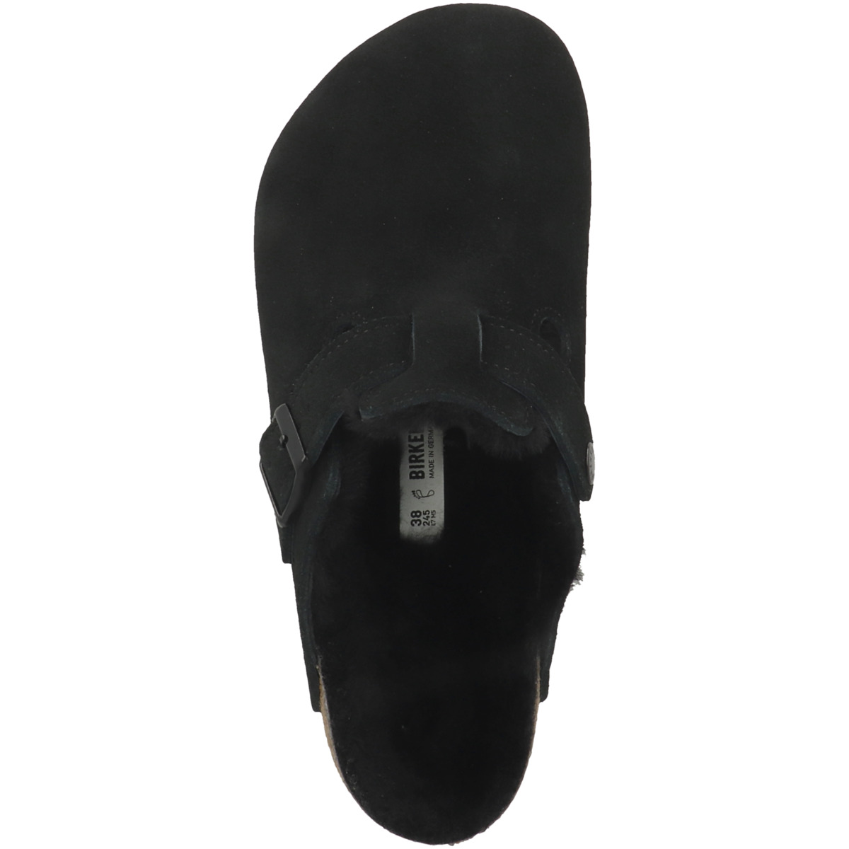 Birkenstock Boston Lammfell Veloursleder Clogs normal schwarz