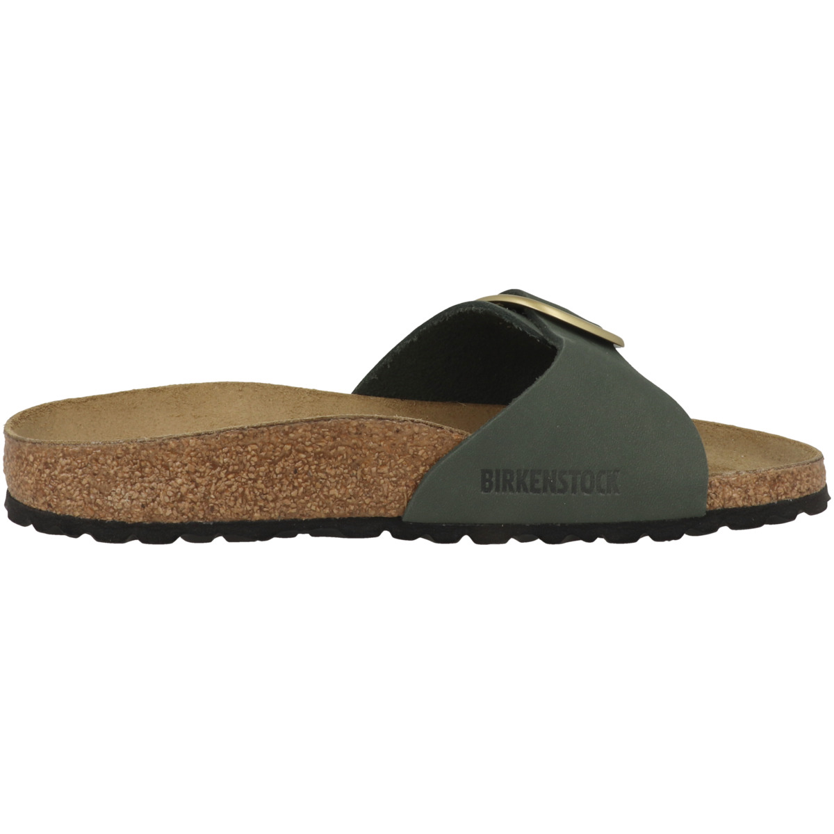 Birkenstock Madrid Big Buckle Nubukleder Sandale schmal gruen