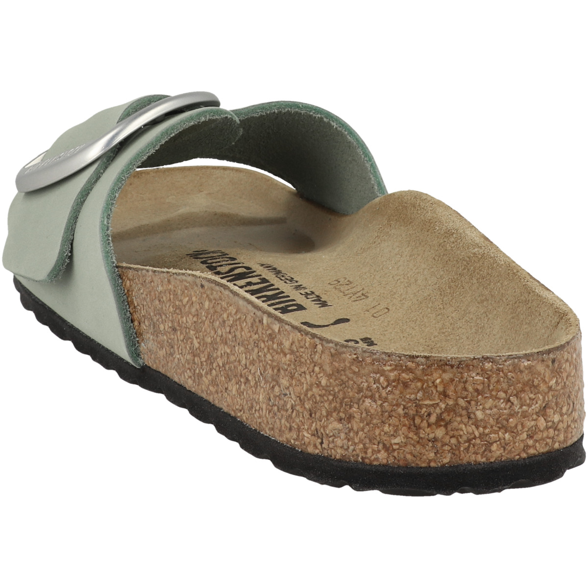 Birkenstock Madrid Big Buckle Nubukleder Sandale schmal hellgrau