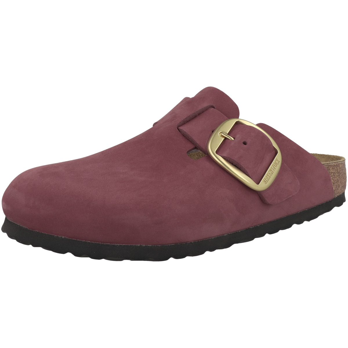 Birkenstock Boston Big Buckle Nubukleder Clogs schmal rot