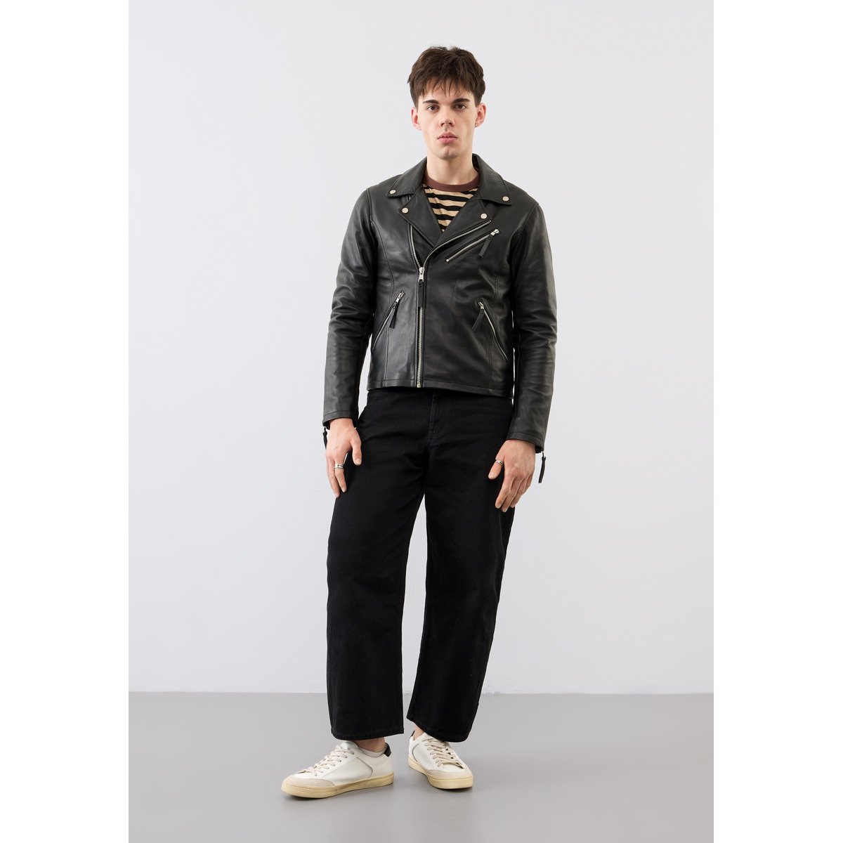 Bolongaro Trevor Arlo Biker Lederjacke schwarz