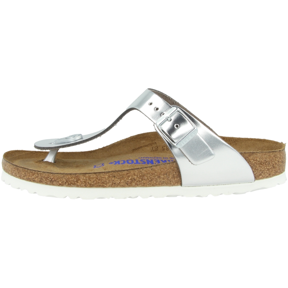 Birkenstock Gizeh SFB Glattleder Sandale Weichbettung normal silber