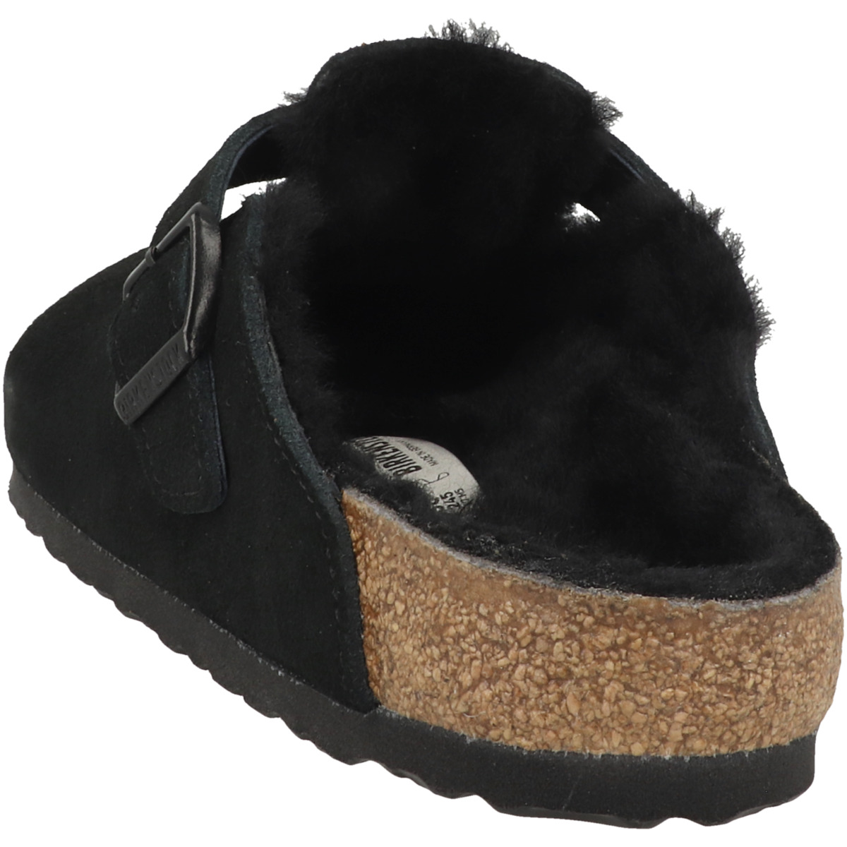 Birkenstock Boston Lammfell Veloursleder Clogs normal schwarz