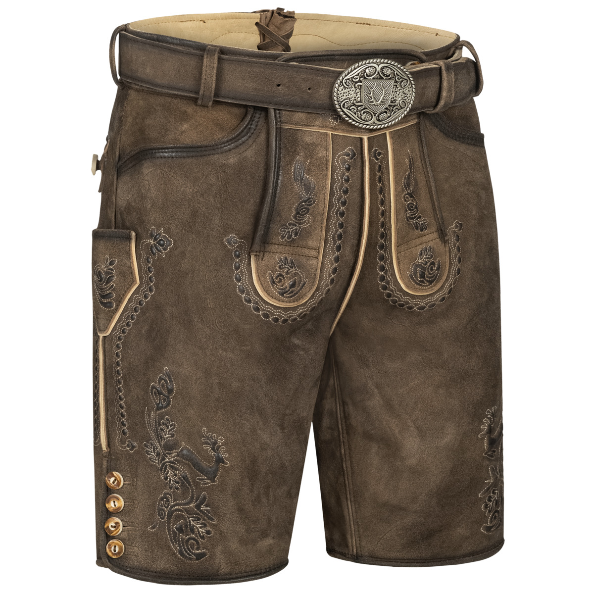 Krüger Sean Lederhose mit Gürtel braun