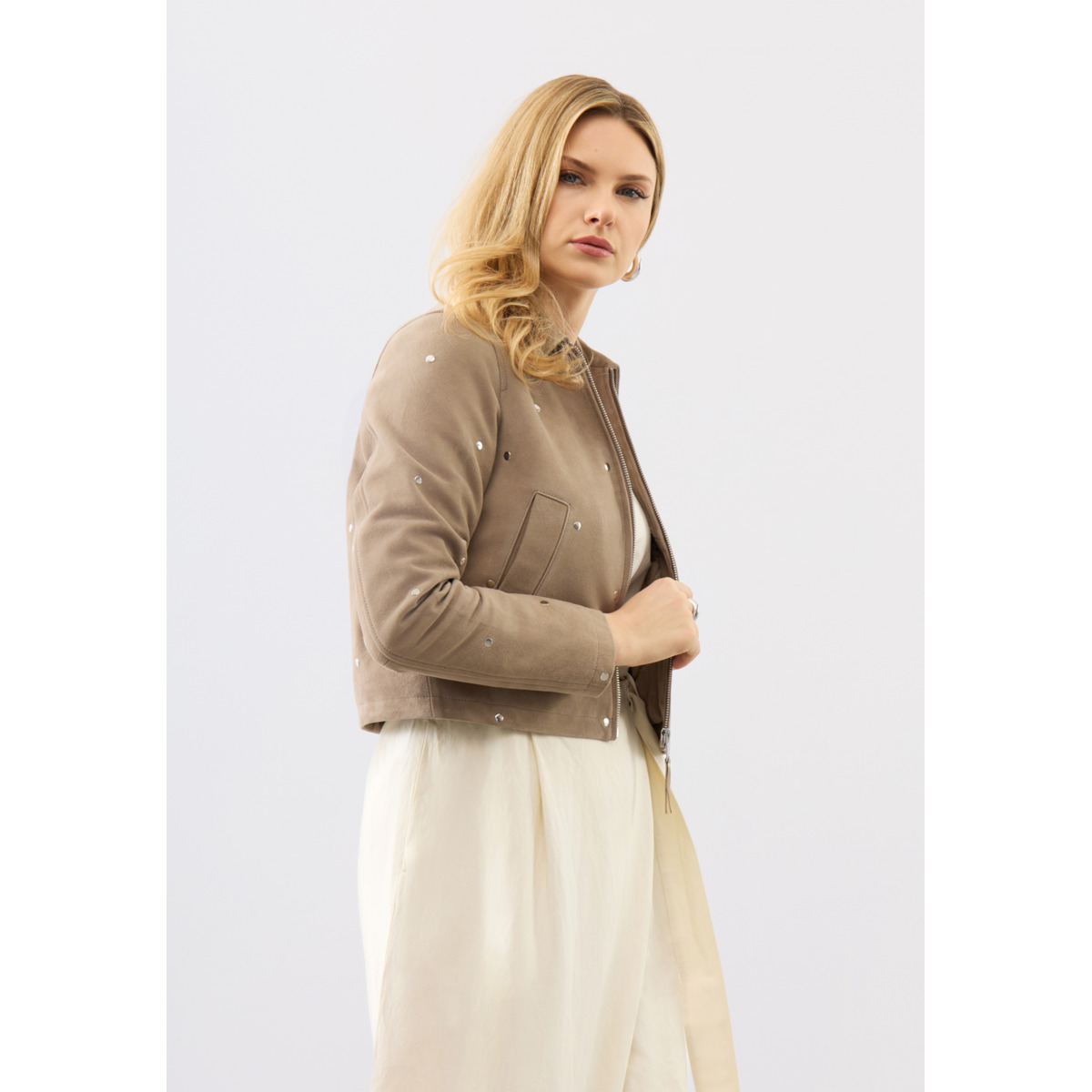 Bolongaro Trevor Hallie Stud Jacket Lederjacke beige