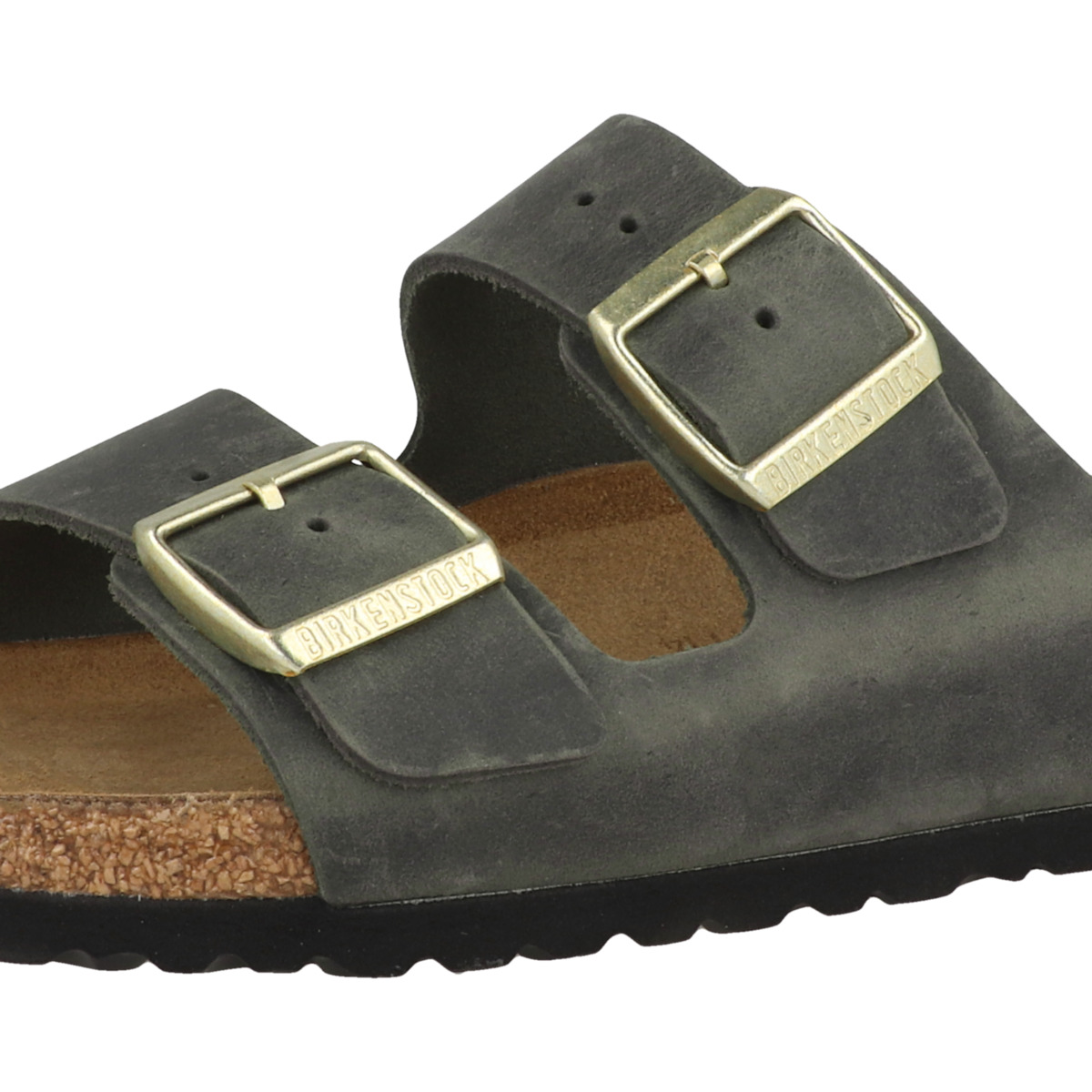 Birkenstock Arizona geöltes Nubukleder Sandale schmal gruen