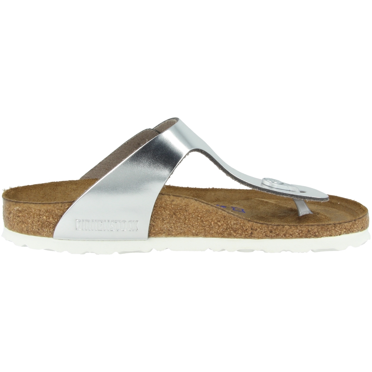 Birkenstock Gizeh SFB Glattleder Sandale Weichbettung normal silber Birkenstock Gizeh SFB Glattleder Sandale Weichbettung normal silber