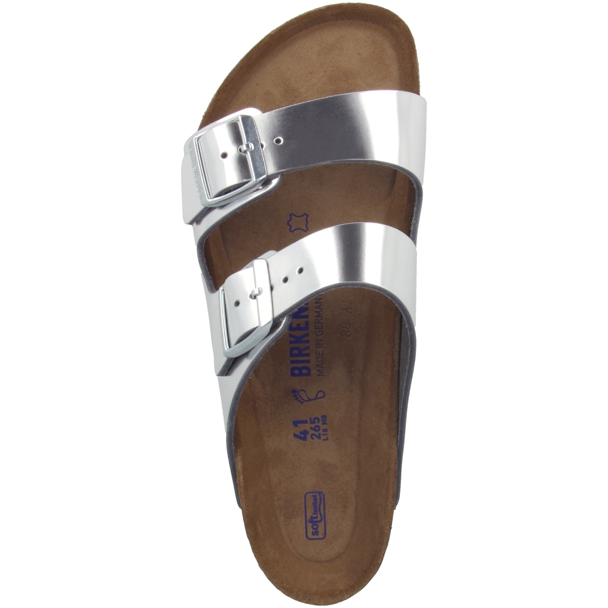 Birkenstock Arizona SFB Leder Sandale Weichbettung schmal silber Birkenstock Arizona SFB Leder Sandale Weichbettung schmal silber