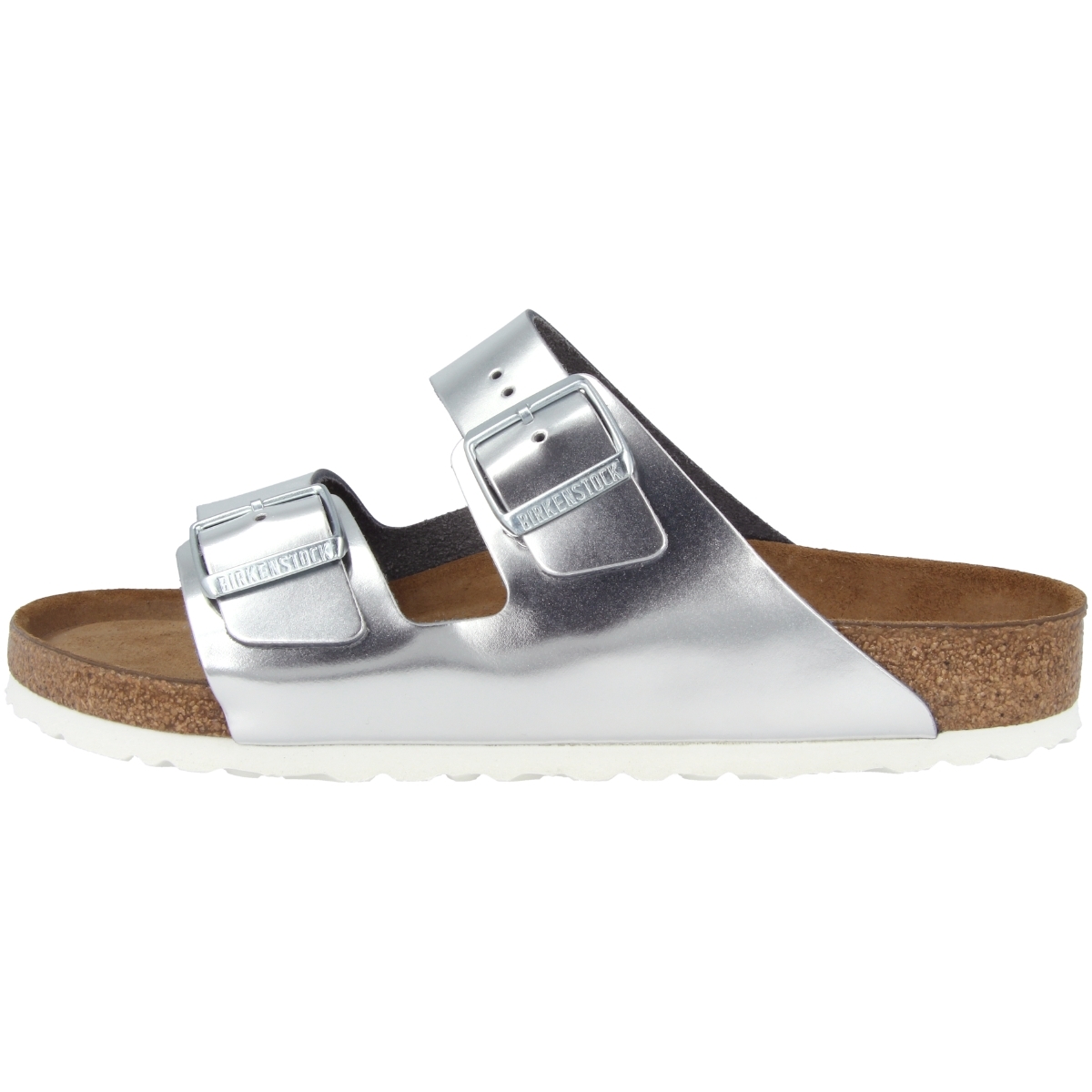 Birkenstock Arizona SFB Leder Sandale Weichbettung schmal silber