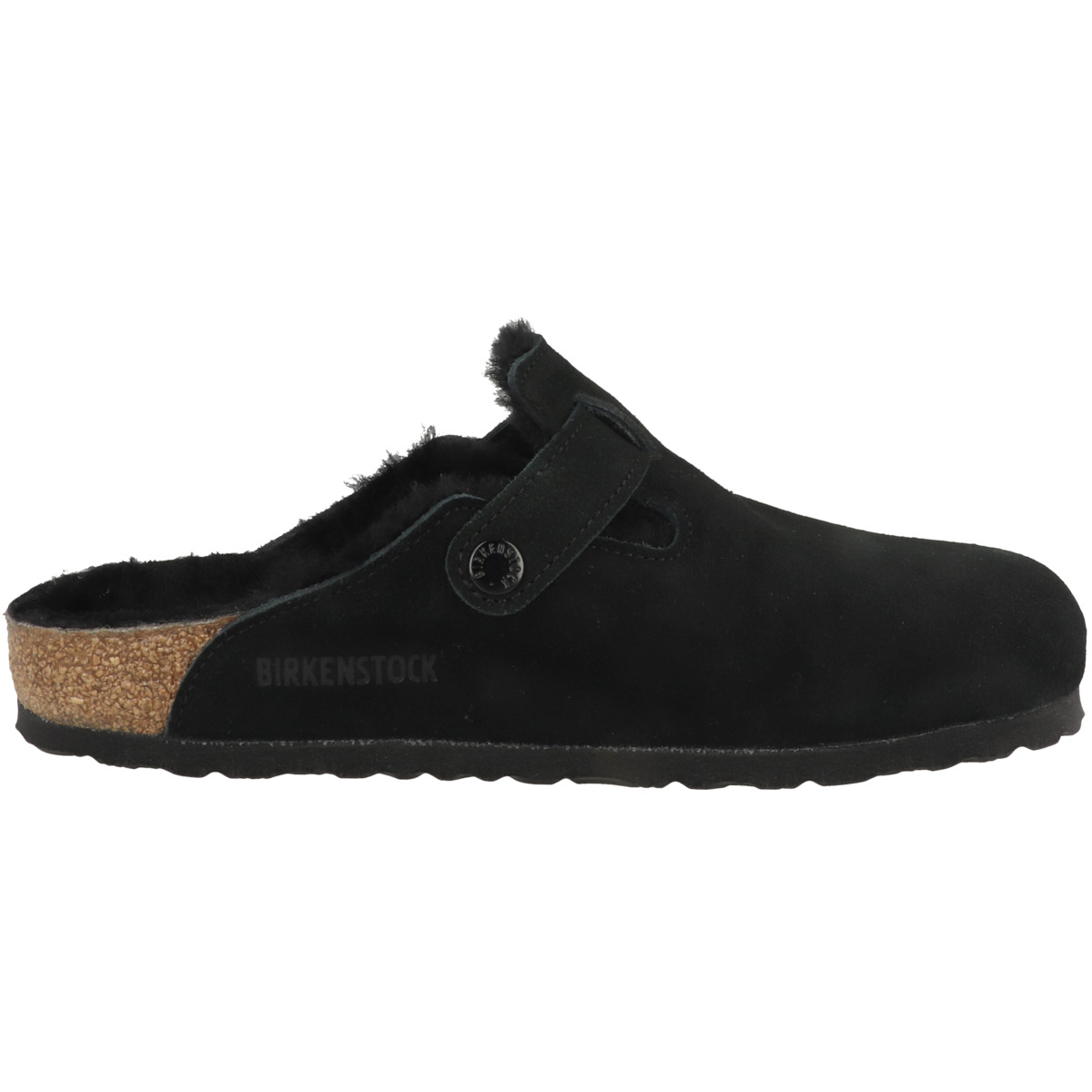 Birkenstock Boston Lammfell Veloursleder Clogs normal schwarz