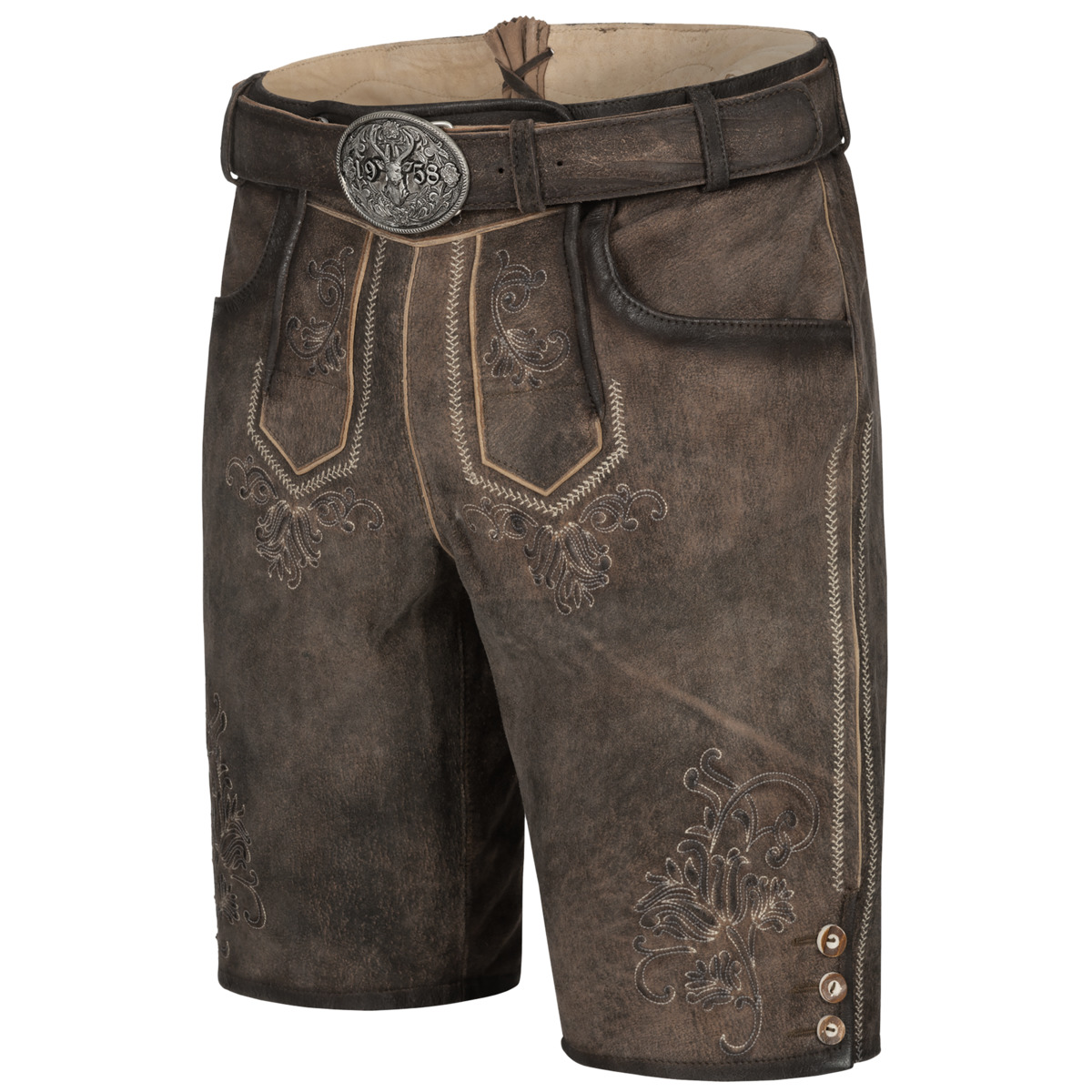 Krüger Arijus Lederhose mit Gürtel braun