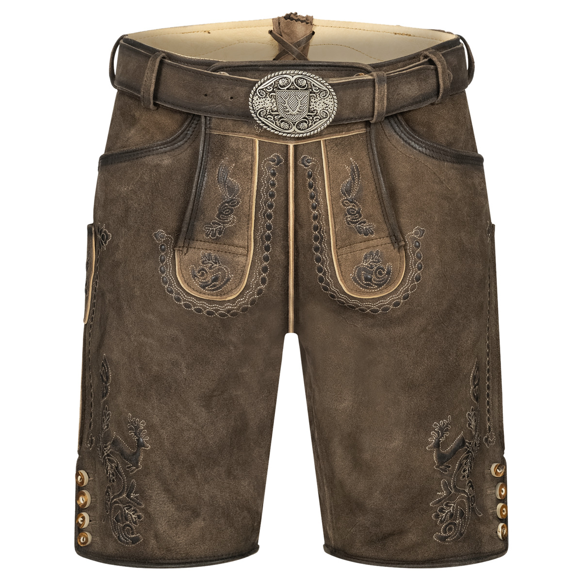 Krüger Sean Lederhose mit Gürtel braun