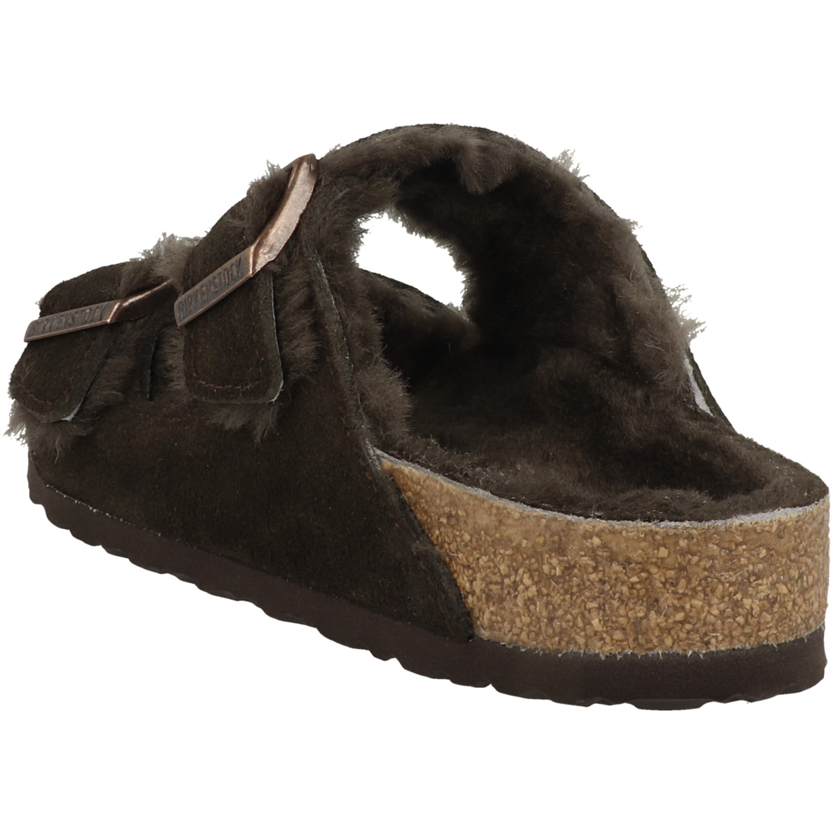 Birkenstock Arizona Lammfell Veloursleder Sandale normal dunkelbraun