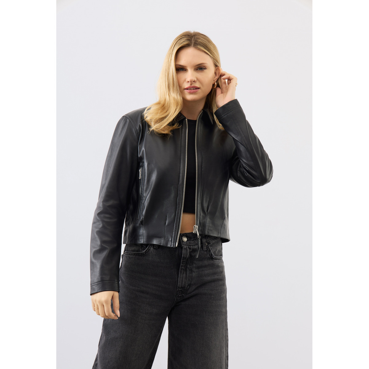 Bolongaro Trevor Flora Bomber Lederjacke schwarz