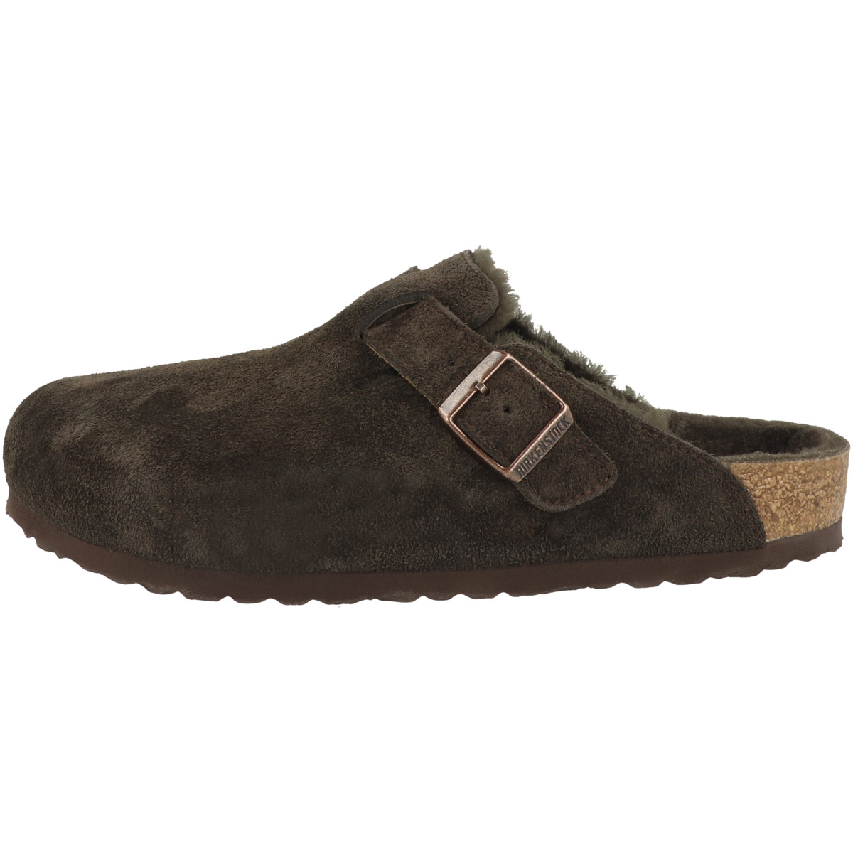 Birkenstock Boston Lammfell Veloursleder Clogs normal dunkelbraun