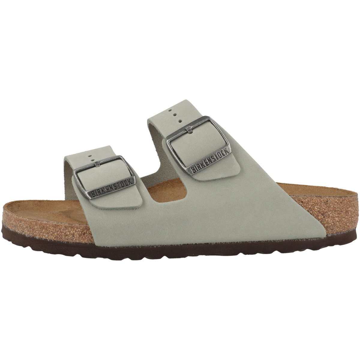 Birkenstock Arizona geöltes Nubukleder Sandale schmal gruen