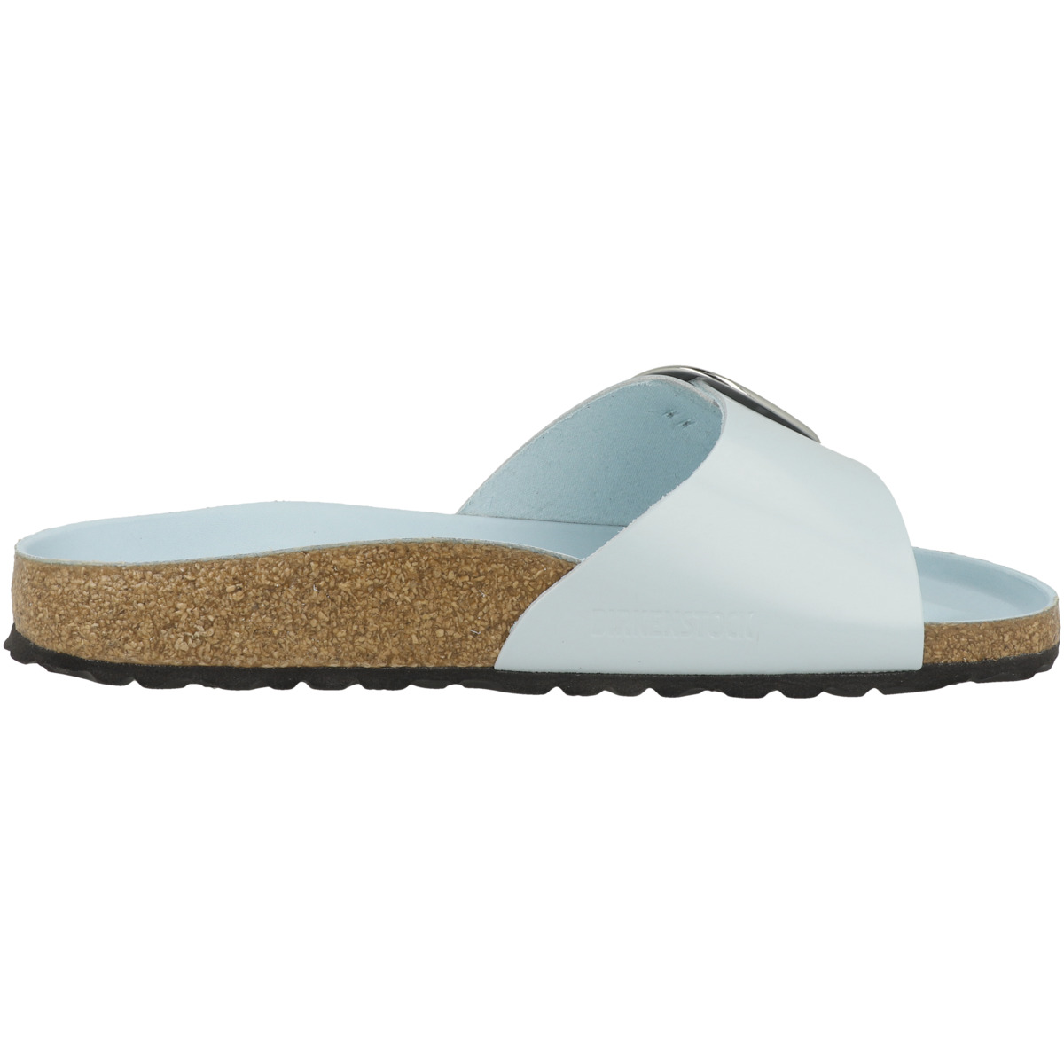 Birkenstock Madrid Big Buckle Naturleder Lack Sandale schmal hellblau