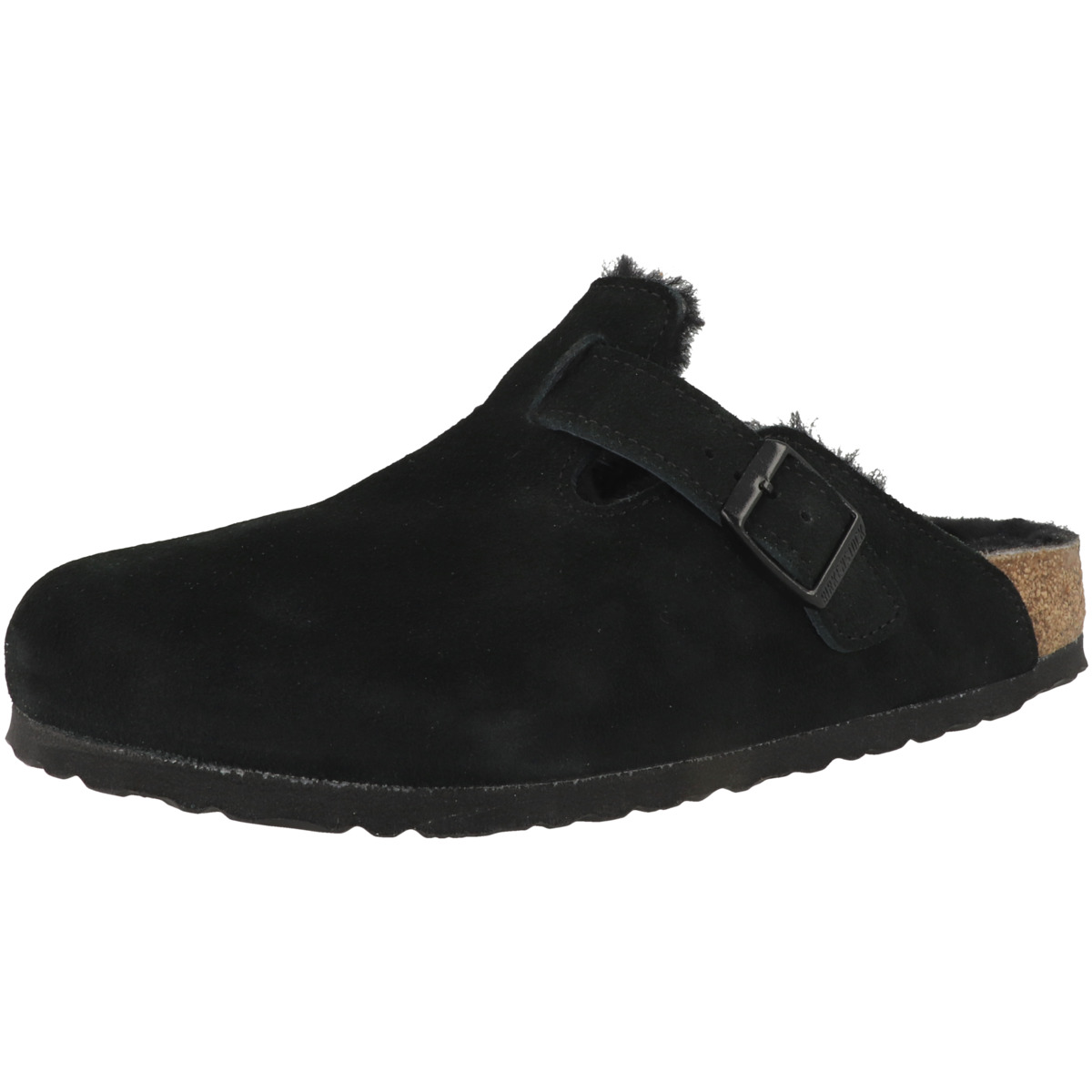 Birkenstock Boston Lammfell Veloursleder Clogs normal schwarz