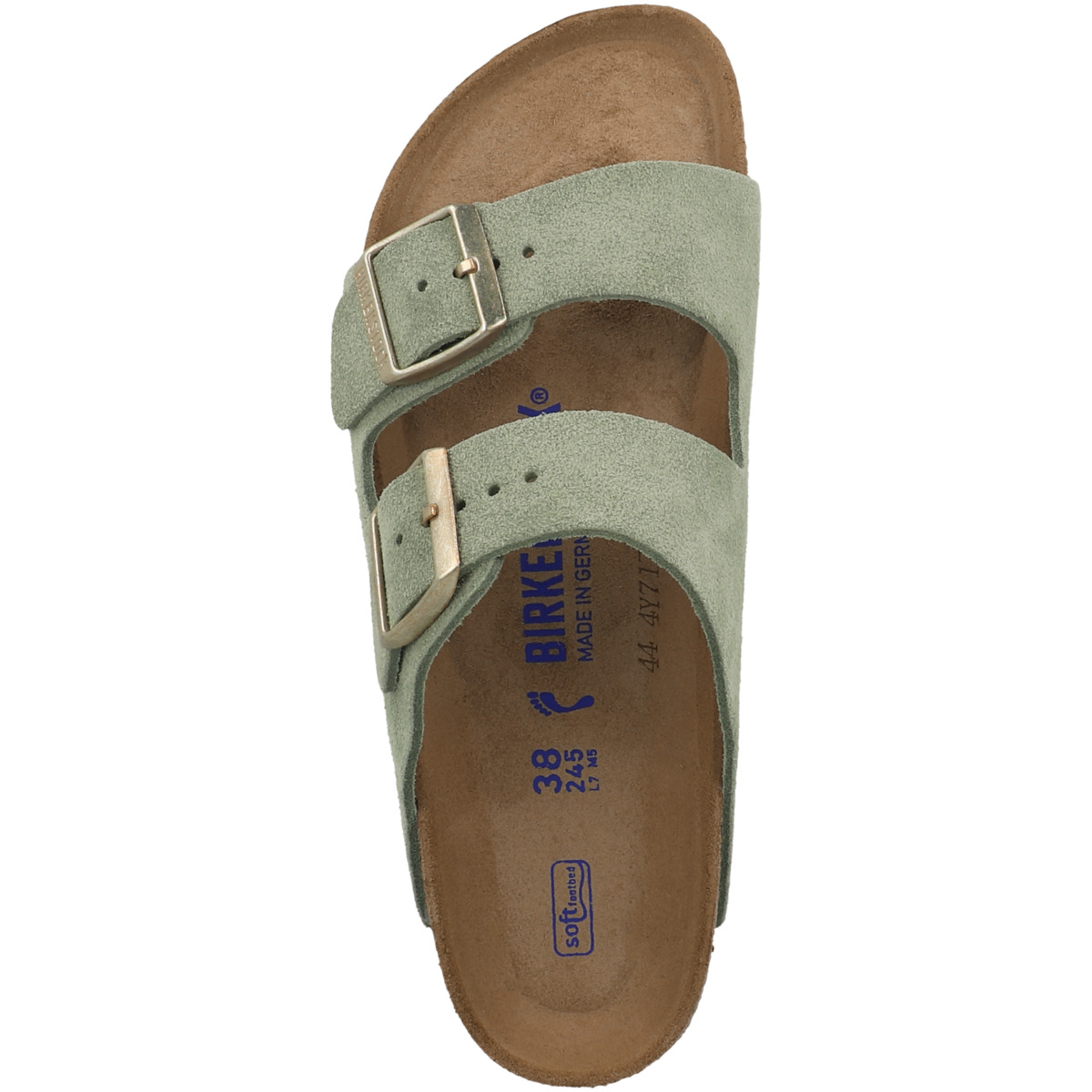 Birkenstock Arizona SFB Veloursleder Sandale Weichbettung schmal gruen