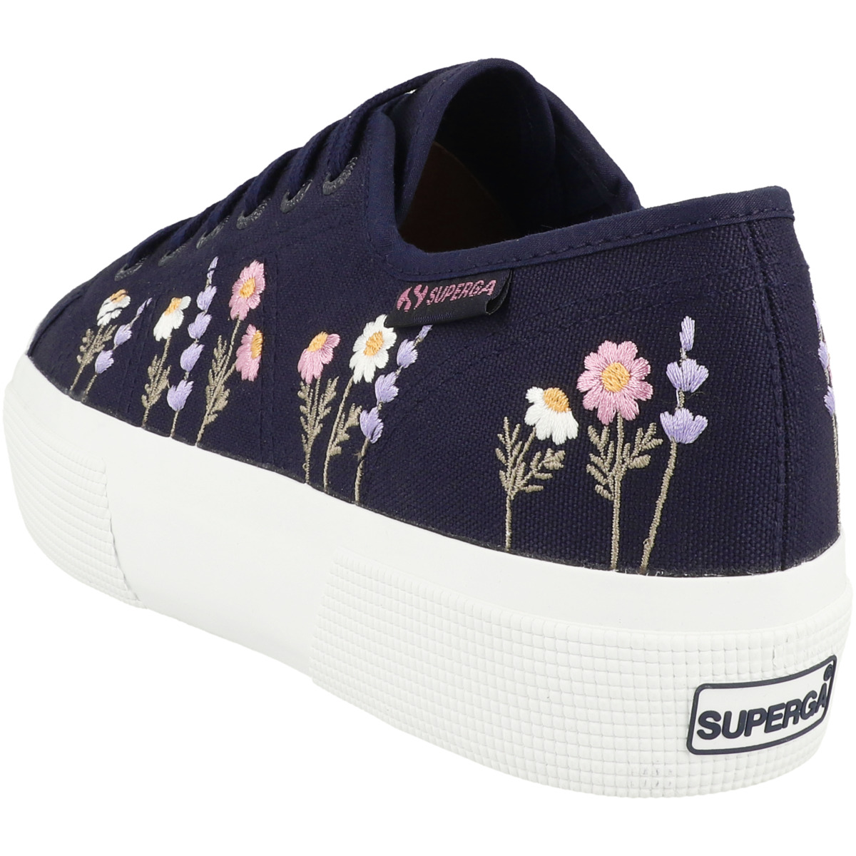 Superga 3740 Platform Flower Embroidery Sneaker low dunkelblau