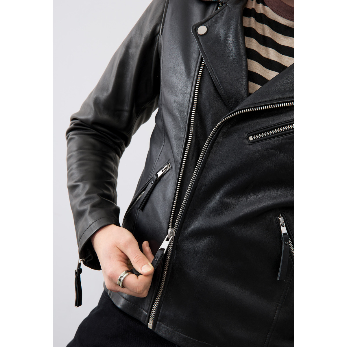 Bolongaro Trevor Arlo Biker Lederjacke schwarz