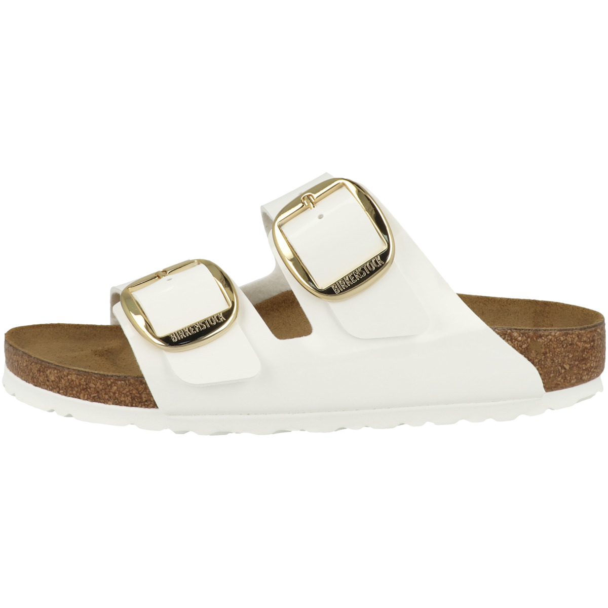 Birkenstock Arizona Big Buckle Birko-Flor Patent Sandale schmal weiss