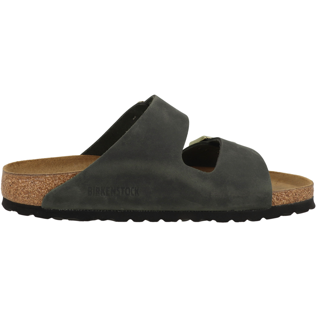 Birkenstock Arizona geöltes Nubukleder Sandale schmal gruen