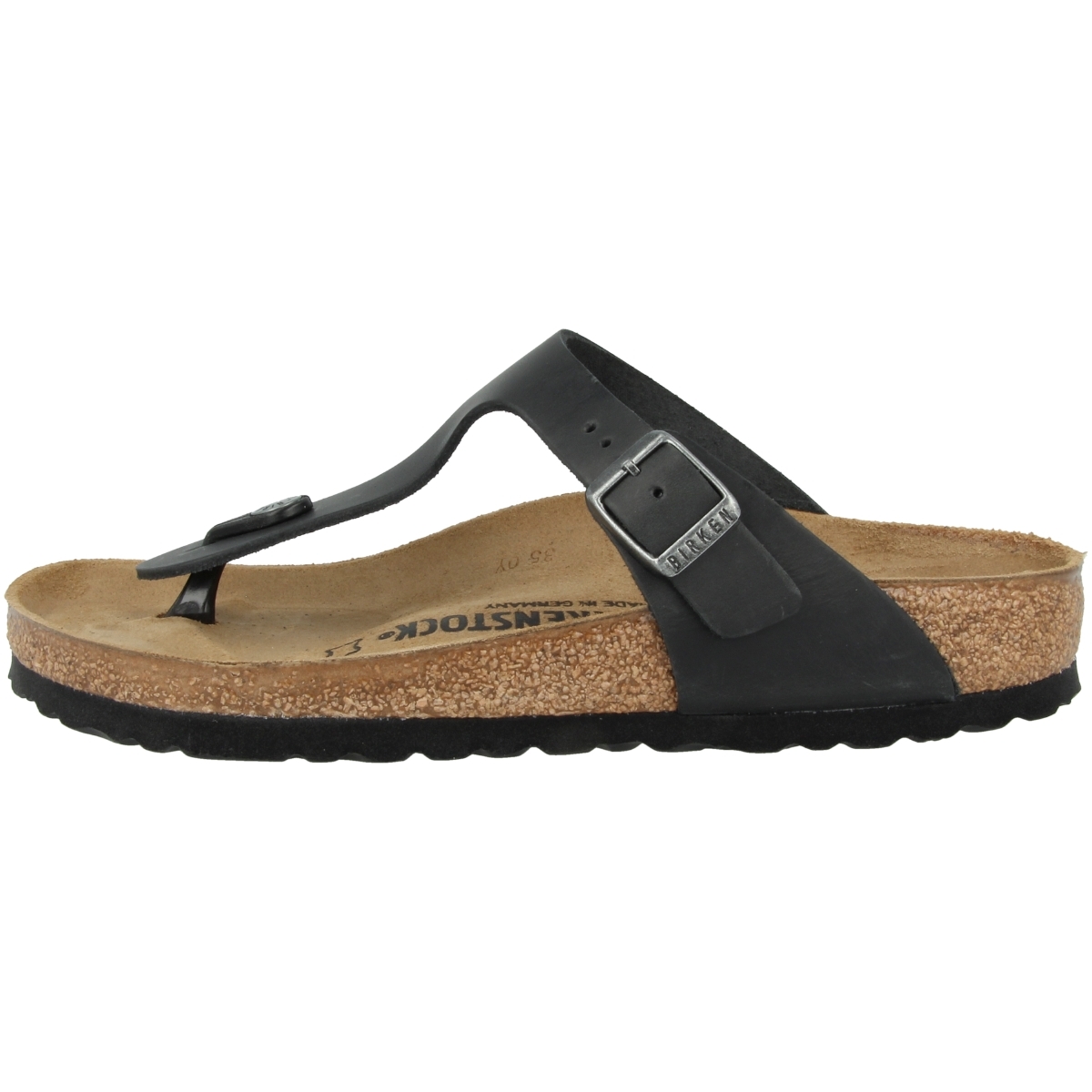 Birkenstock Gizeh geöltes Nubukleder Zehensandale normal schwarz