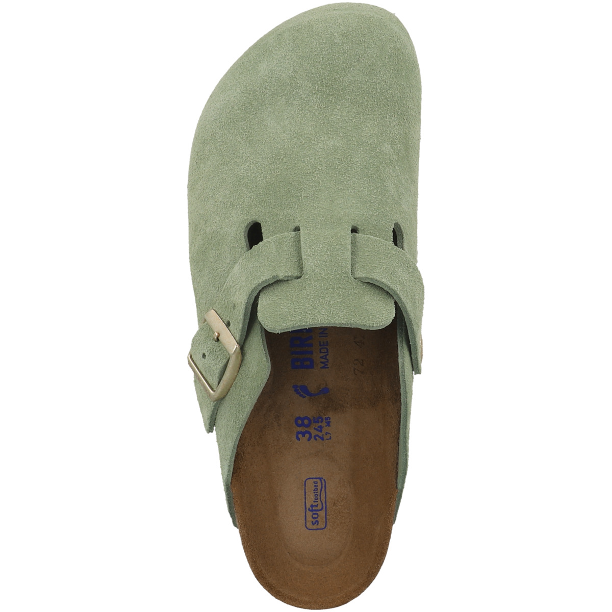 Birkenstock Boston SFB Veloursleder Clogs Weichbettung schmal gruen Birkenstock Boston SFB Veloursleder Clogs Weichbettung schmal gruen