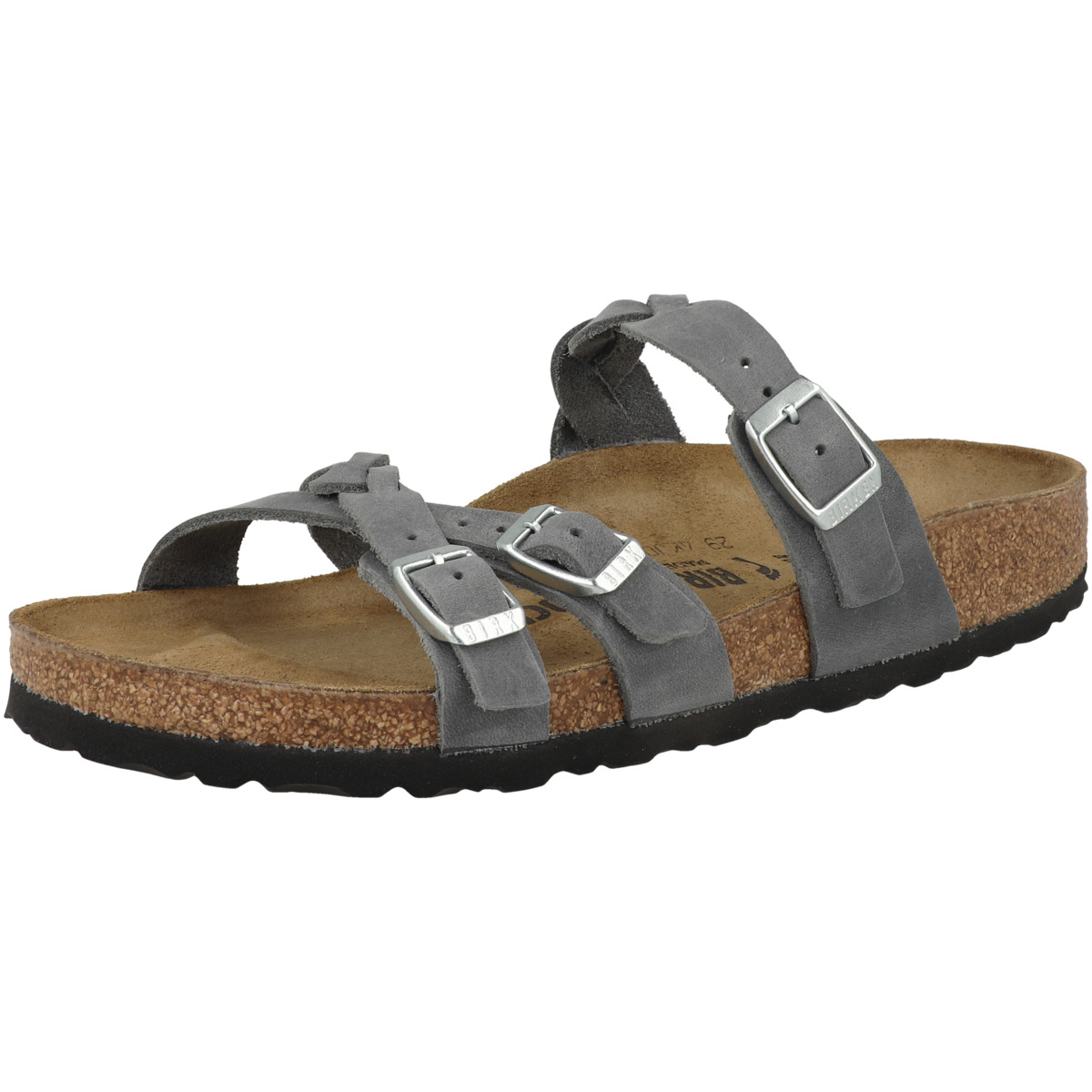 Birkenstock Franca Braided geöltes Naturleder Sandale schmal grau Birkenstock Franca Braided geöltes Naturleder Sandale schmal grau