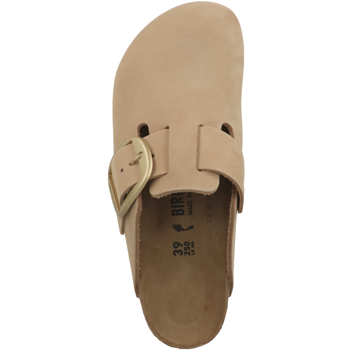 Birkenstock Boston Big Buckle Nubukleder Clogs schmal beige