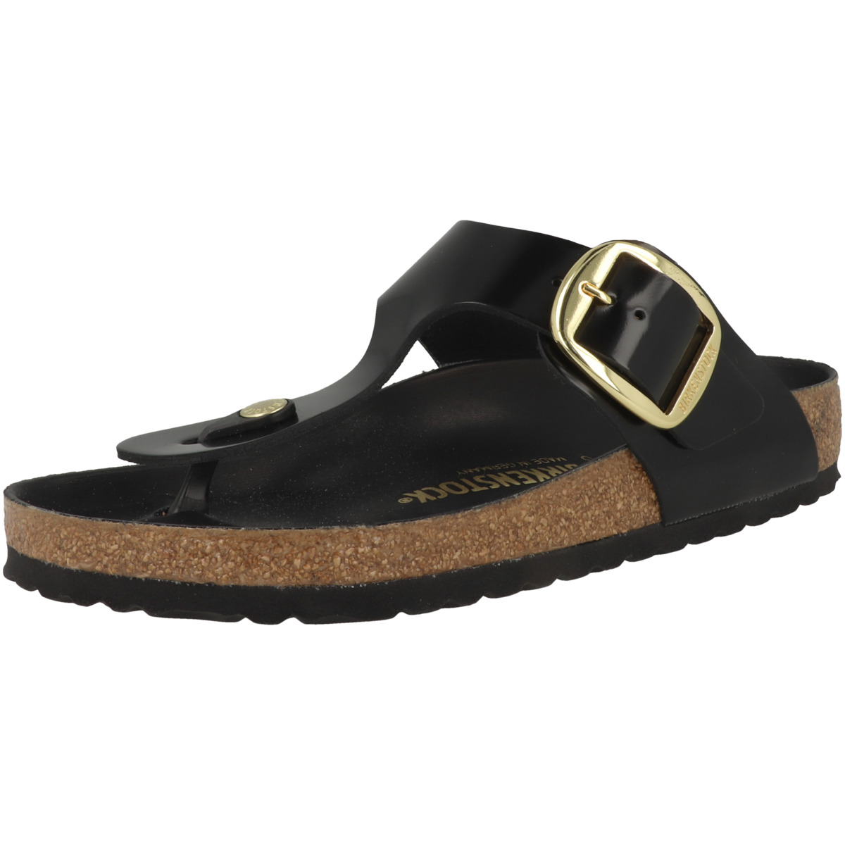 Birkenstock Gizeh Naturleder Lack Zehensandale normal schwarz
