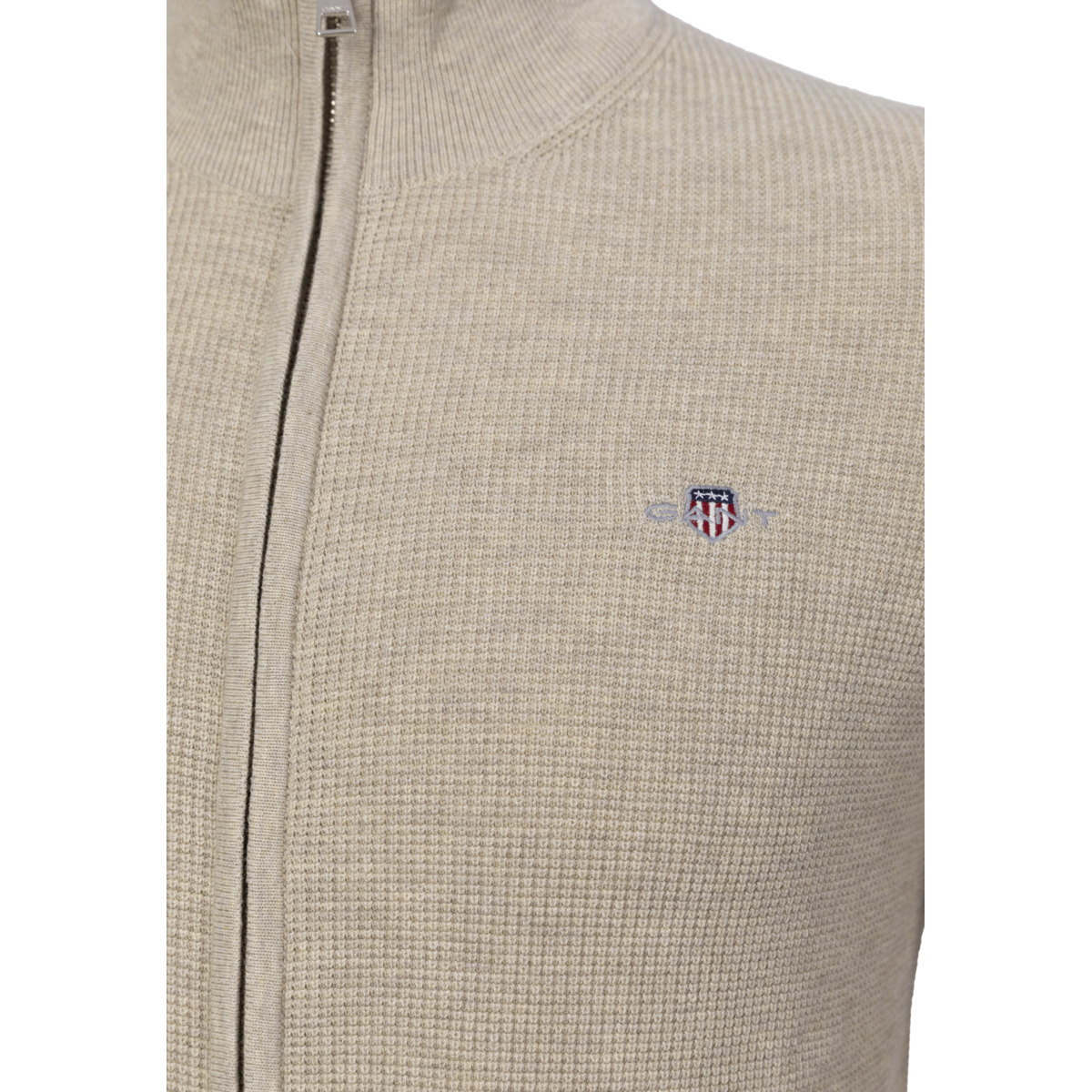 GANT Micro Textured Cotton Zip  Strickjacke beige
