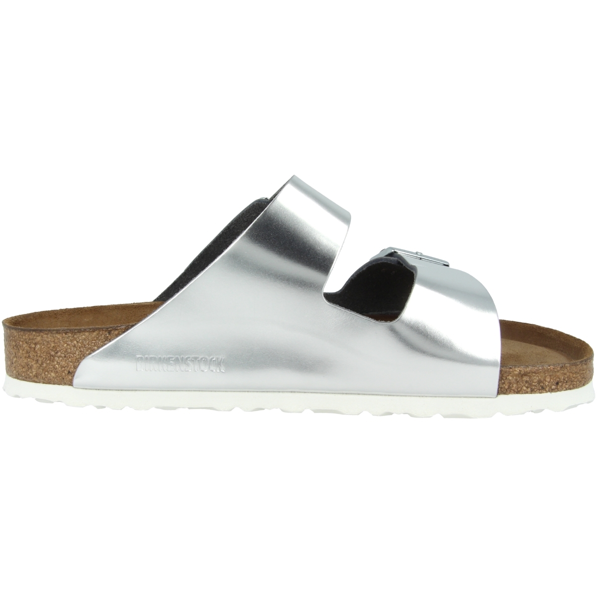 Birkenstock Arizona SFB Leder Sandale Weichbettung schmal silber Birkenstock Arizona SFB Leder Sandale Weichbettung schmal silber