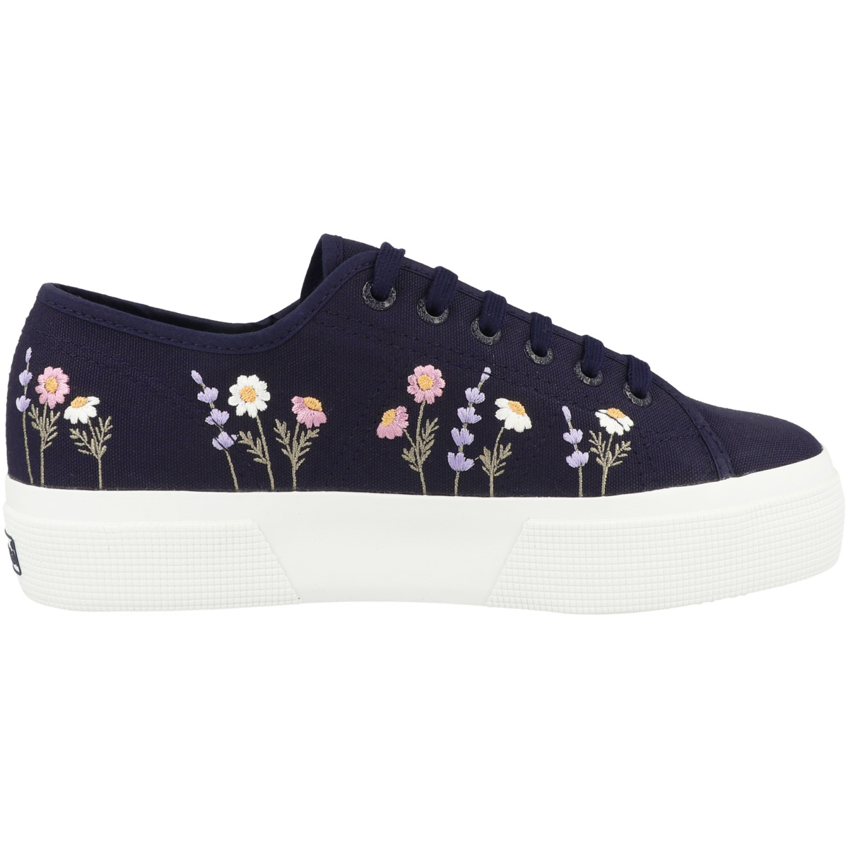Superga 3740 Platform Flower Embroidery Sneaker low dunkelblau