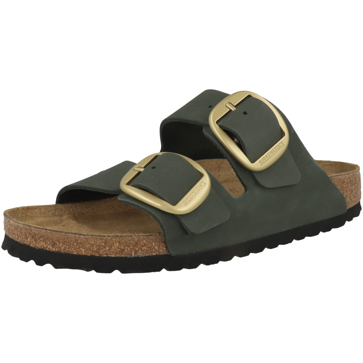 Birkenstock Arizona Big Buckle Nubukleder Sandale schmal gruen