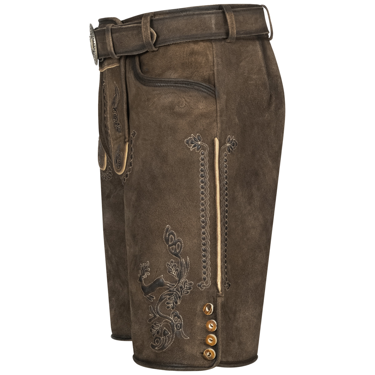 Krüger Sean Lederhose mit Gürtel braun