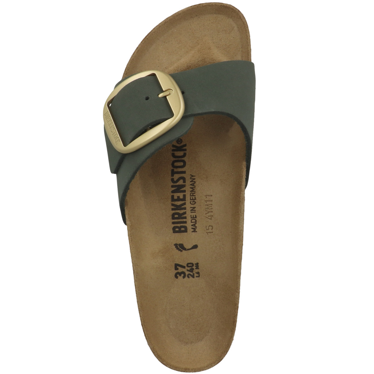 Birkenstock Madrid Big Buckle Nubukleder Sandale schmal gruen