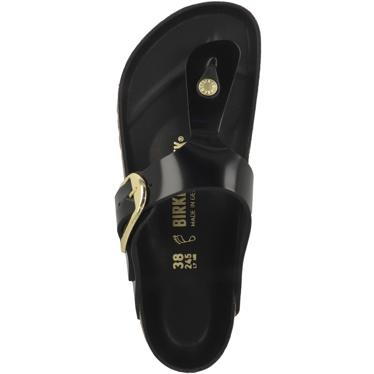 Birkenstock Gizeh Naturleder Lack Zehensandale normal schwarz